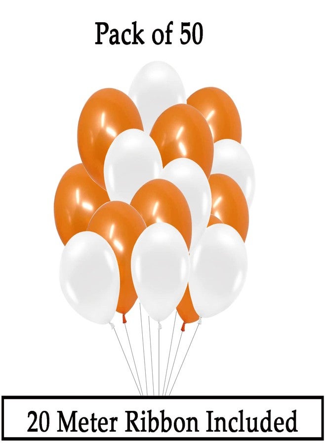 AMFIN® (Pack of 50) 10 inch Metallic Balloons Orange and White for Birthday Decoration, Decoration for Weddings, Engagement, Baby Shower, Anniversary Party, Theme - Orange & White - Image 3